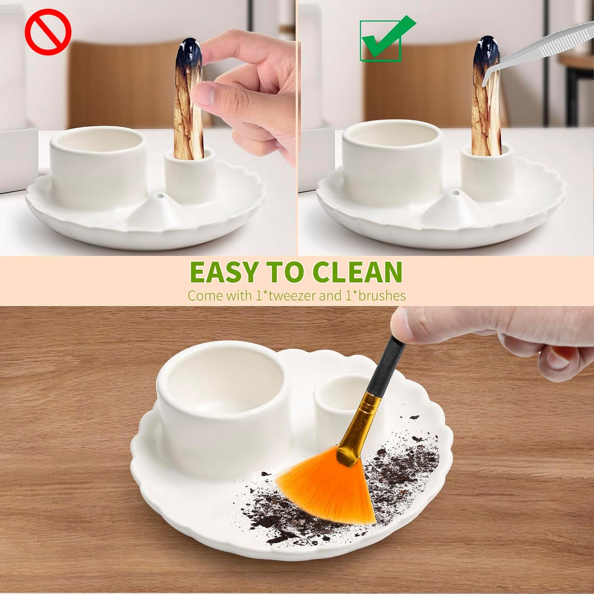 Palo Santo Sticks Holder, 4 in 1 Incense and Candle Holder White