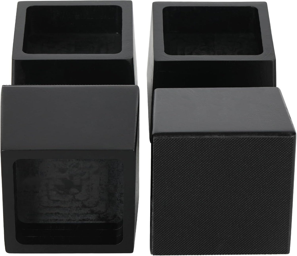 EasyPAG Bed Risers 3 inch Heavy Duty, Elevate Height 2 inch, Wood Furniture Risers for Couch Table Desk, Support 2200 Lbs, 1-inch Deep Anti-Fall Edge Bed Lifts with Non-Slip Pads, 4 Pack, Black