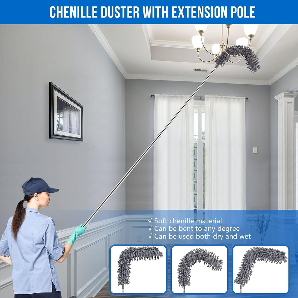 UIMO Microfiber Feather Duster 5-in-1 Kit for Dusting and Cleaning