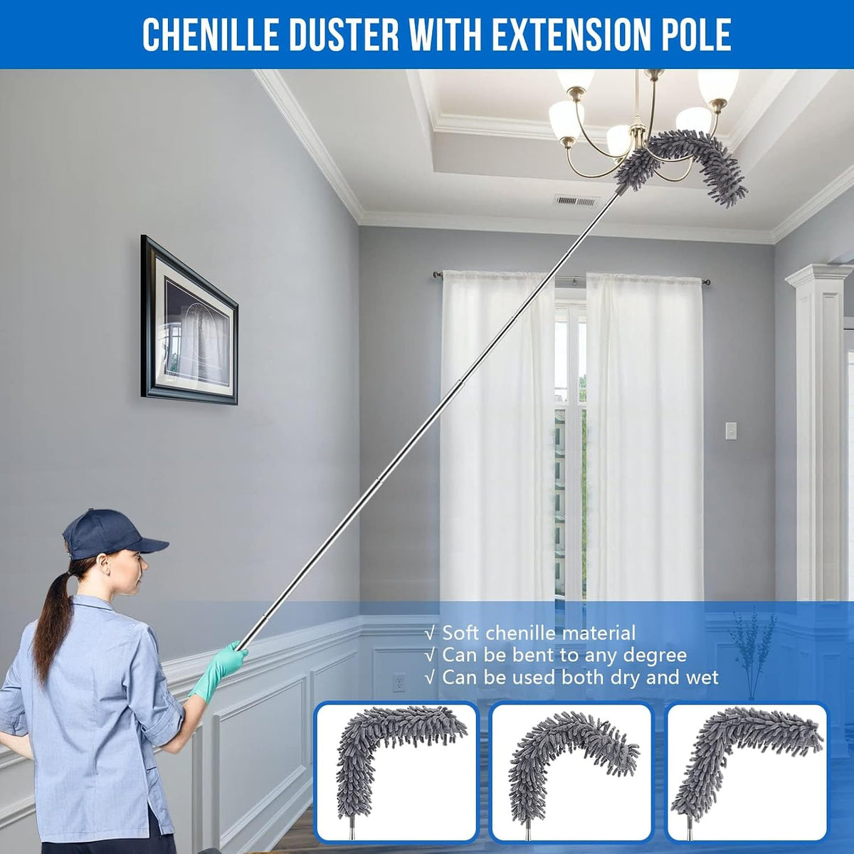 UIMO Microfiber Feather Duster 5-in-1 Kit for Dusting and Cleaning
