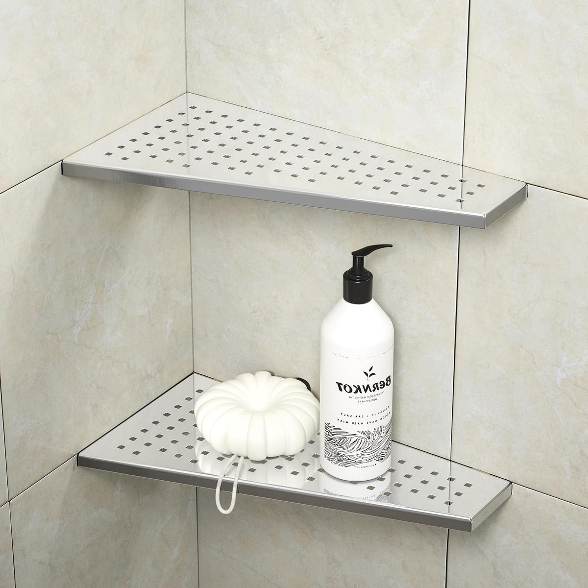 Corner Shower Shelf 12" Polished, 304 Stainless Steel