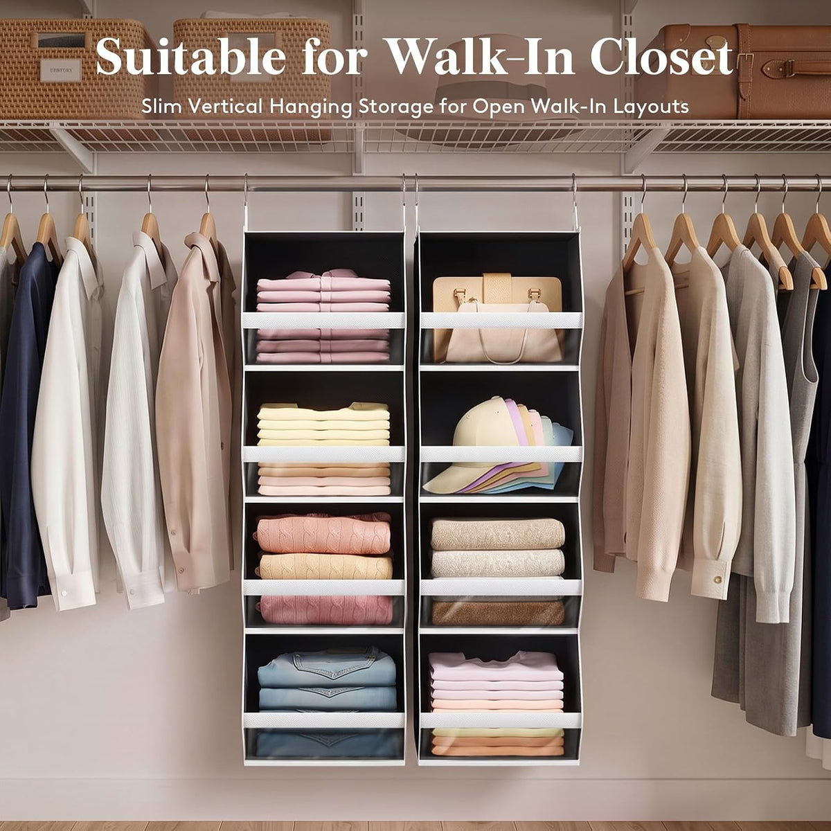 Lifewit Hanging Closet Organizer and Storage for Clothes, Black, 2 Pack
