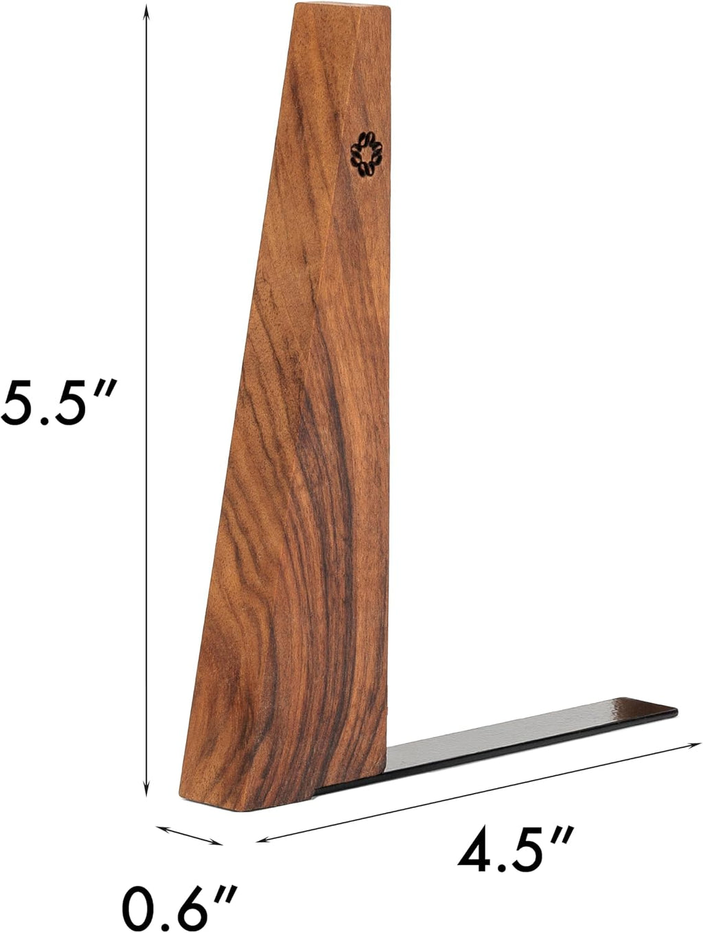 TILISMA Wooden Bookends for Shelves | Sturdy Book Ends with Metal Base