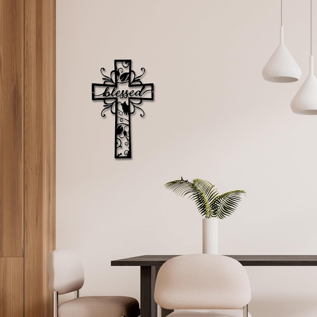 Rajukit Blessed Christian Metal Cross Wall Art for Home