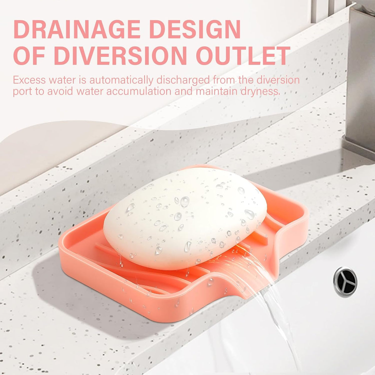 Silicone Soap Dish with Drain, SAISN Kitchen Soap Tray for Shower 2 Pack Self Draining Soap Dish Soft Bathroom Soap Holder for Kitchen Sink Flexible Portable Soap Saver, Pink