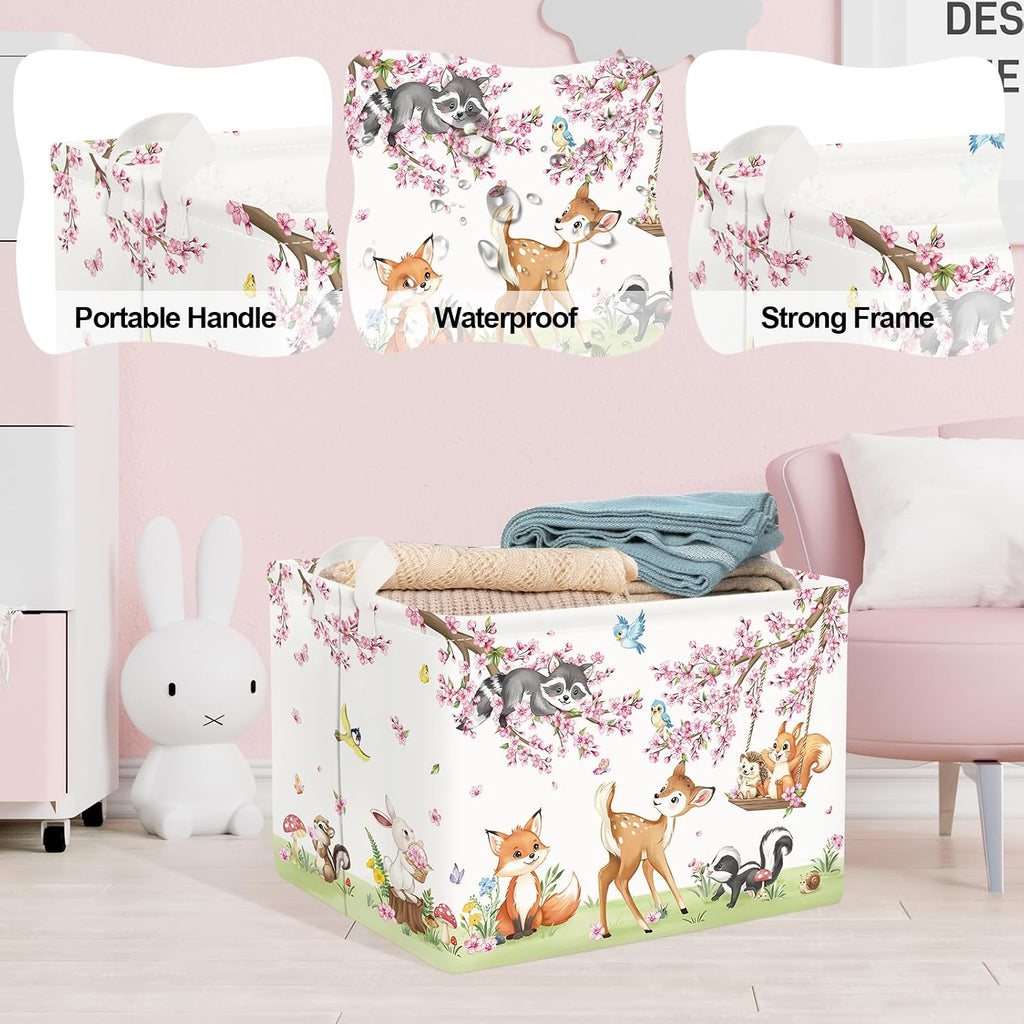 Clasty Animal Flower Kid Storage Basket Foldable Laundry Hamper, 36L Deer