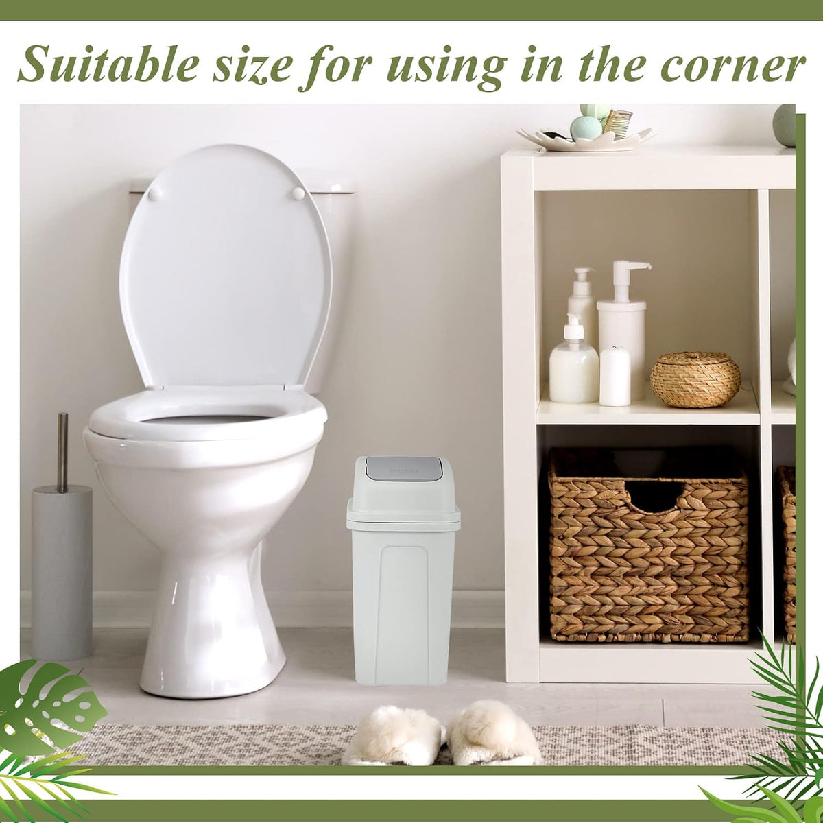 Sumind 2 Pcs 1.8 Gallon Small Trash Can with Swing Lid, Green and Beige