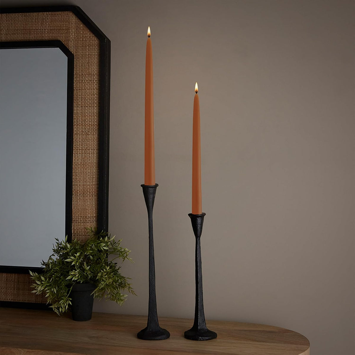 Root Candles 12-Count Unscented Taper Candles Smooth Hand-Dipped Dripless Beeswax Enhanced Boxed Candle Set, 12-Inch, Rust