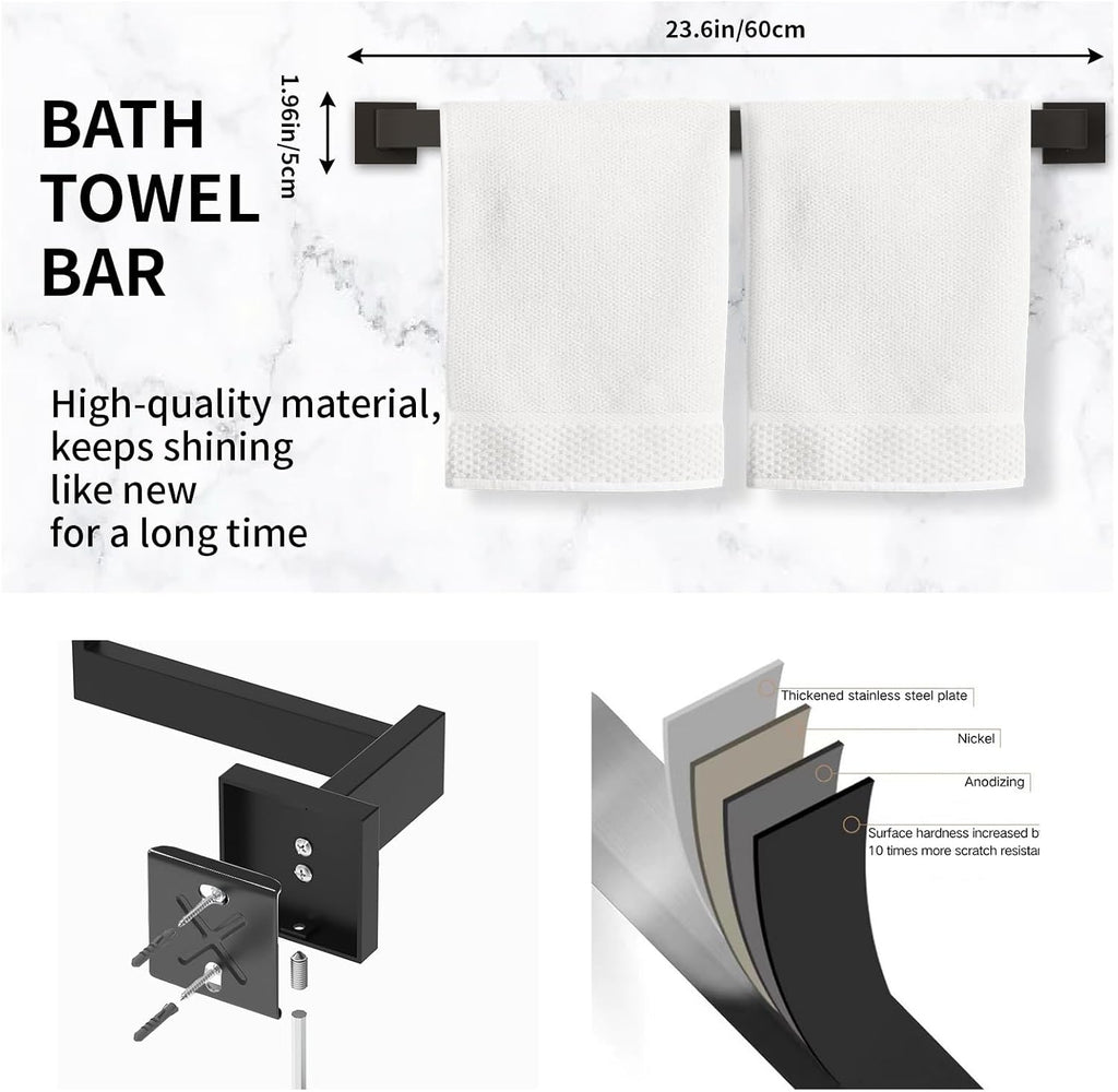 15-Pieces Matte Black Bathroom Accessories Set