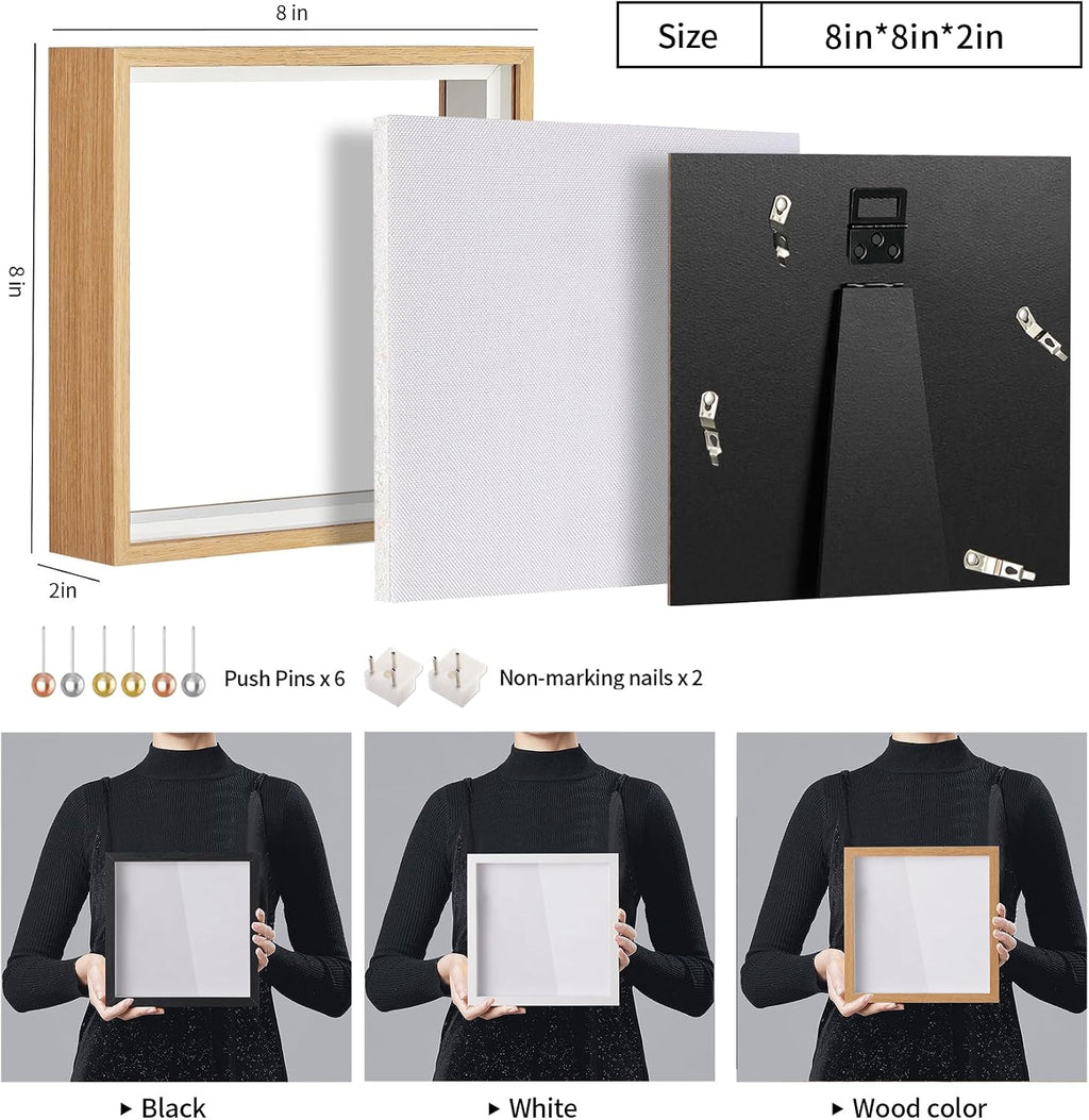 Travel Adventure Archive Shadow Box Frame with Slot, 8x8in Brown