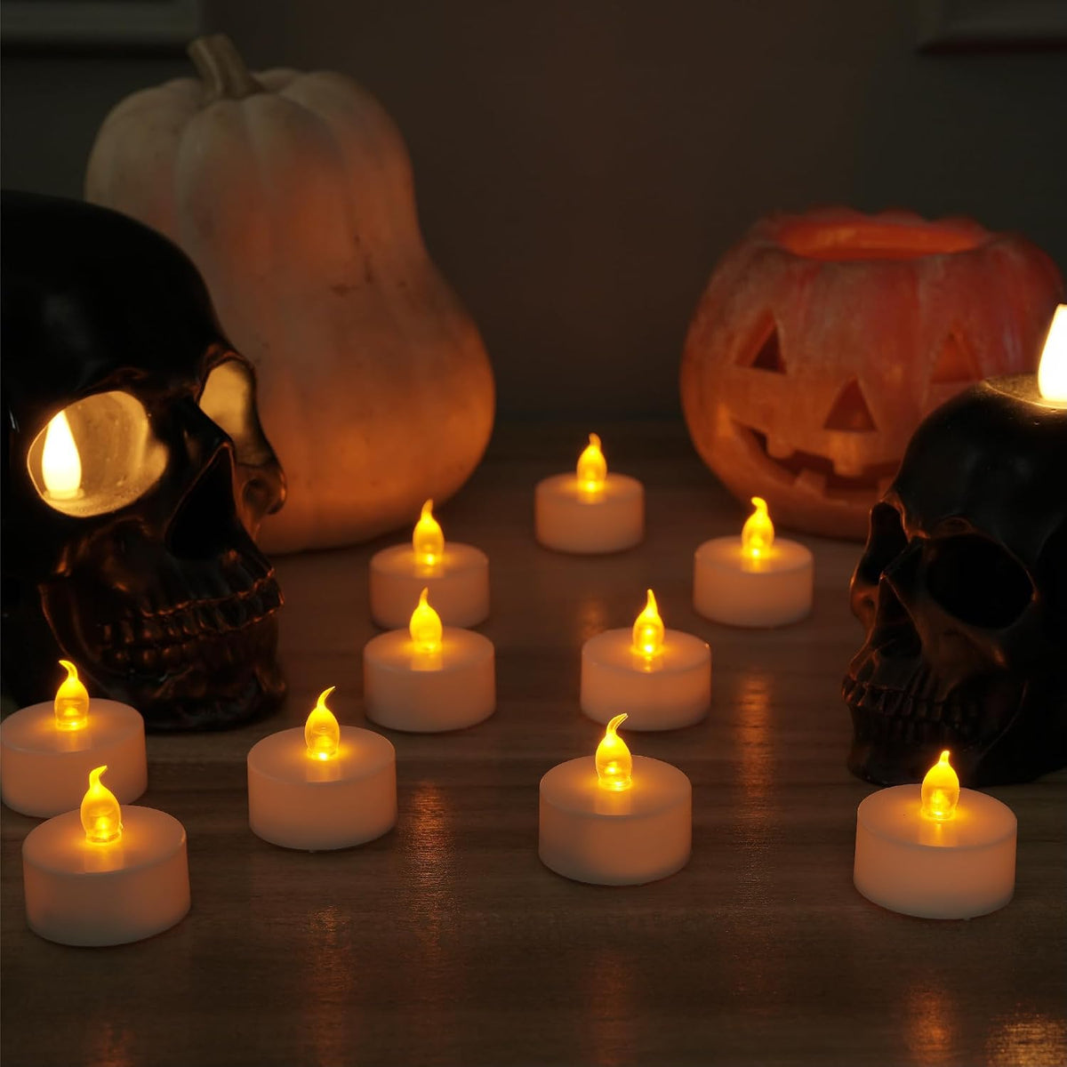 ARORA Flameless Flickering LED Tea Lights Candles Pack of 12, Warm Yellow Votive Battery-Operated Candles for Wedding Anniversary Halloween Christmas
