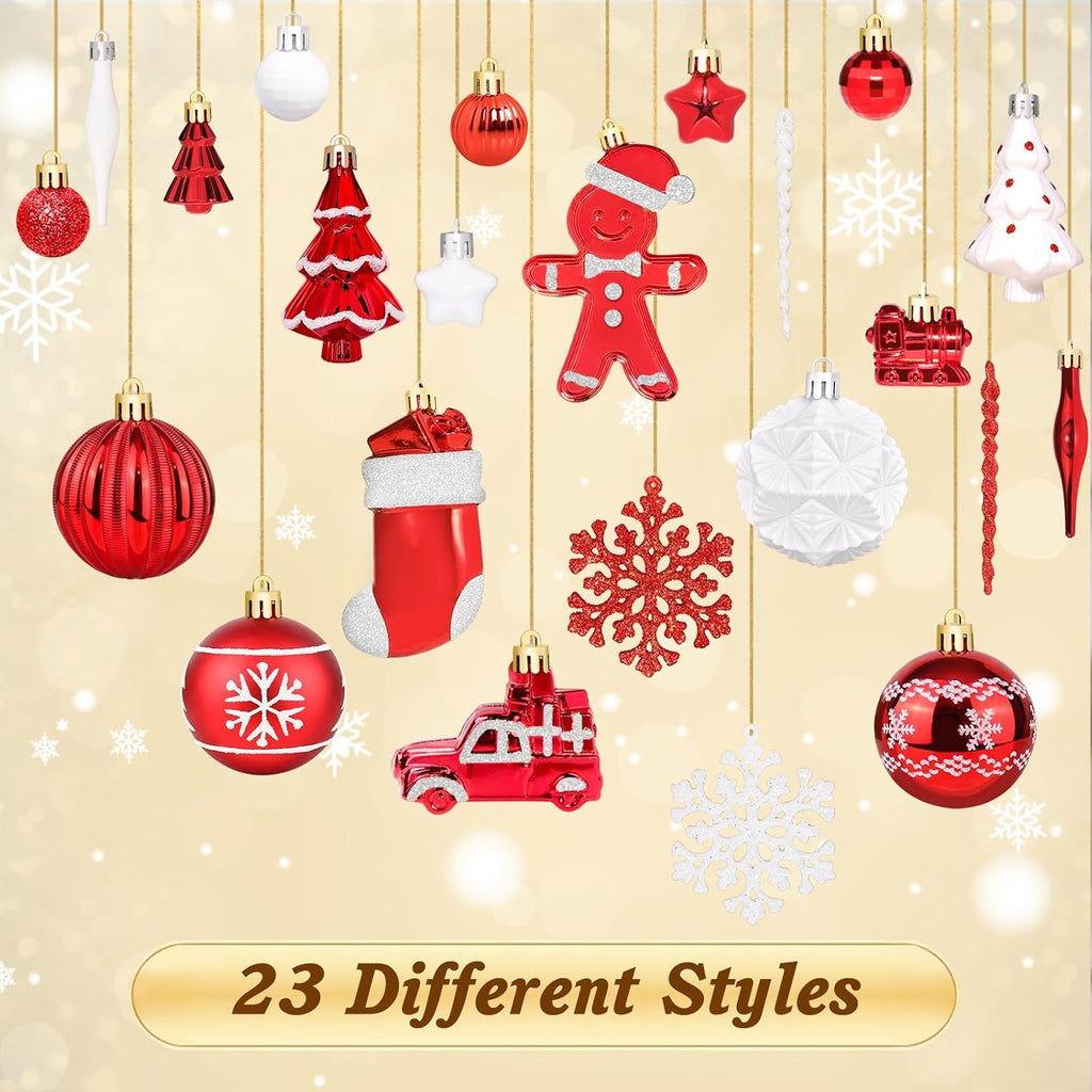 FestiveBliss Christmas Ornaments 71 Count, Christmas Balls