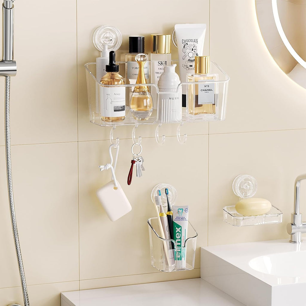 LUXEAR Suction Cup Shower Caddy Clear - 3 Set
