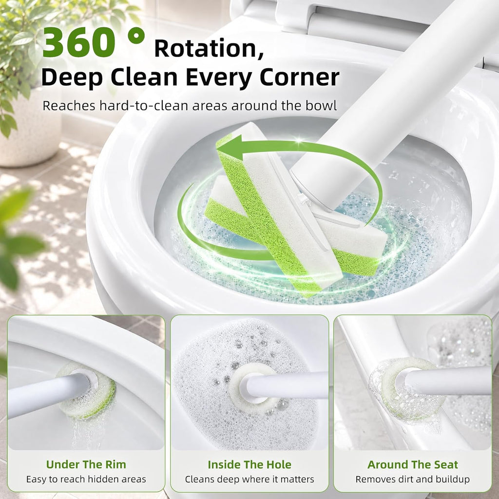 JUDRDO Disposable Toilet Brush Cleaning System (1 Brush+36 Green Refills)