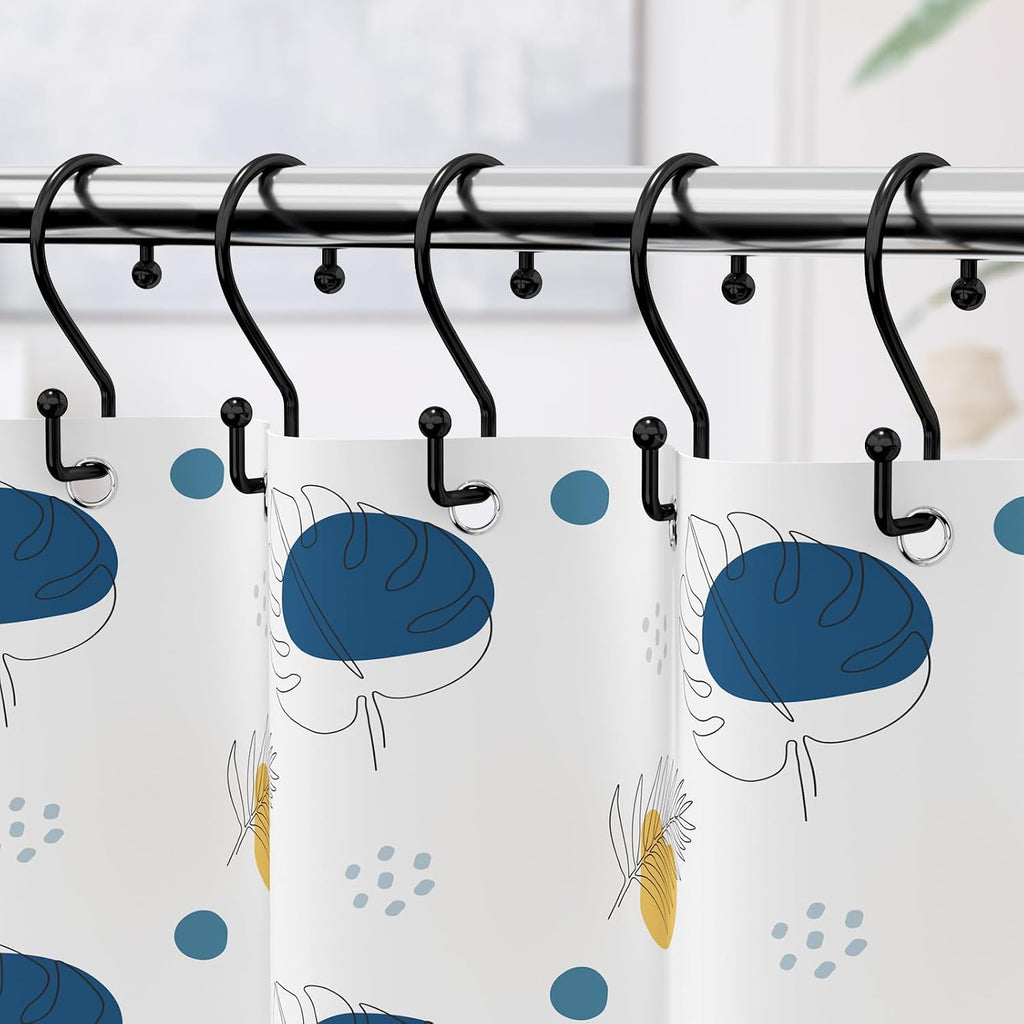 Goowin Metal Black Shower Curtain Hooks Rings, S Shape Metal Shower Curtain Rings Rust Proof Shower Curtain Hangers, Heavy-Duty Multi-Functional Shower Hooks for Shower Curtain, Black, 12 Pack