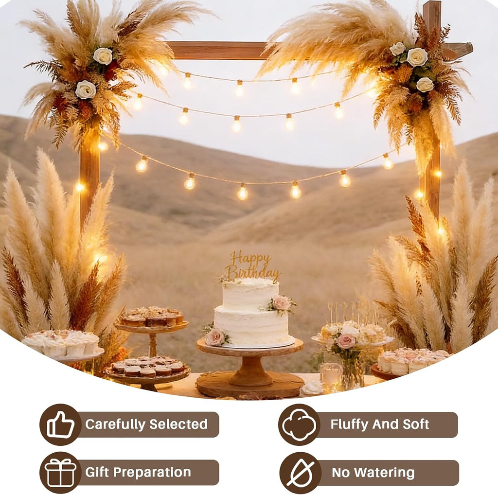 12 Stems 46" Tall Pampas Grass Decor Extra Fluffy Natural Dried Flowers