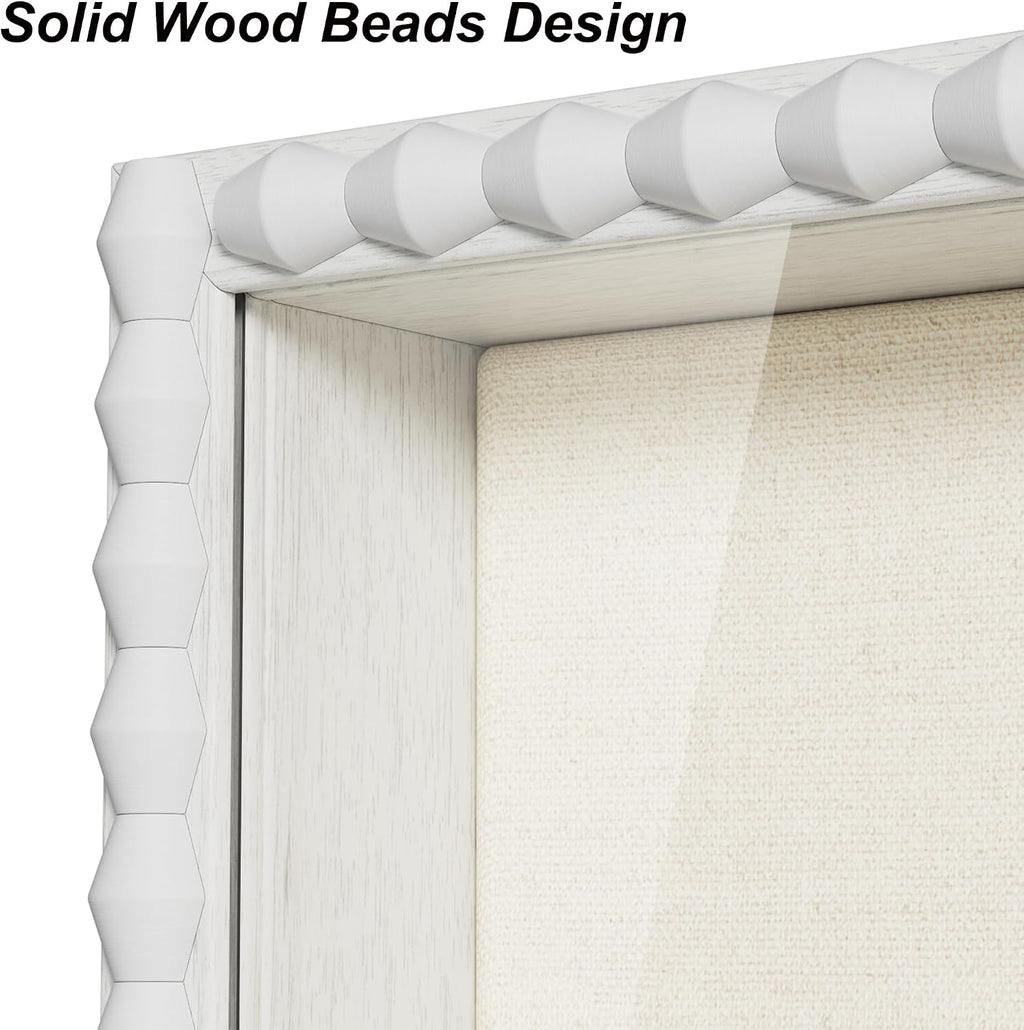 Love-KANKEI 8x10 Deep Shadow Box Frame,Solid Wood Beaded Edge Frame,White