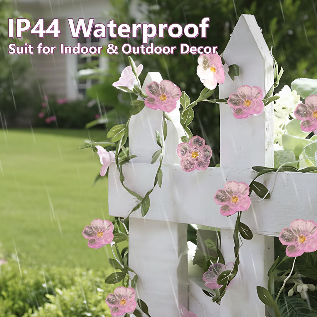 suddus 40 LED 12.8 ft Cherry Blossom Vine Lights Battery Powered with Timer