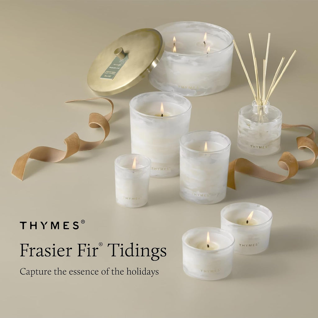 Thymes Frasier Fir Reed Diffuser Set, Tidings | Winter White, 4 fl oz