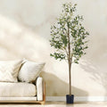 Artificial Olive Tree, 5FT Faux Olive Trees with Lifelike Olive Branches and Fruits, Fake Floor Plants with Pot for Indoor Home Office Living Room Outdoor Decor