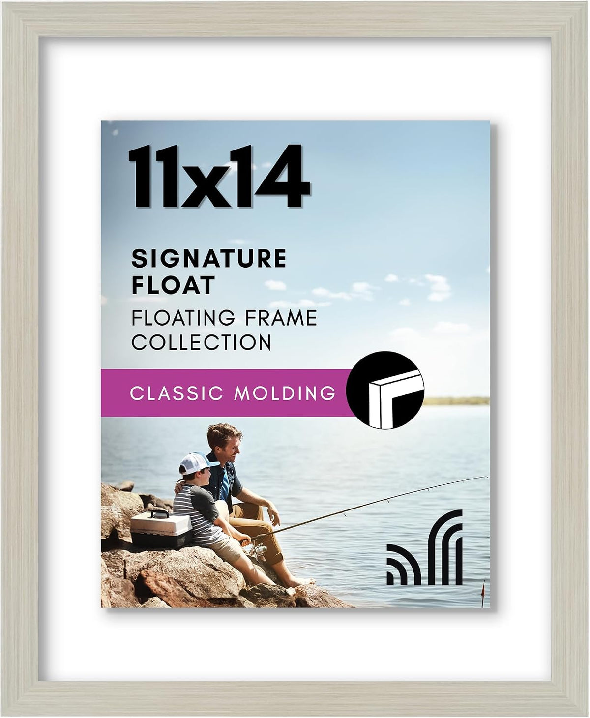 Americanflat 11x14 Floating Picture Frame - Engineered Wood - Light Wood