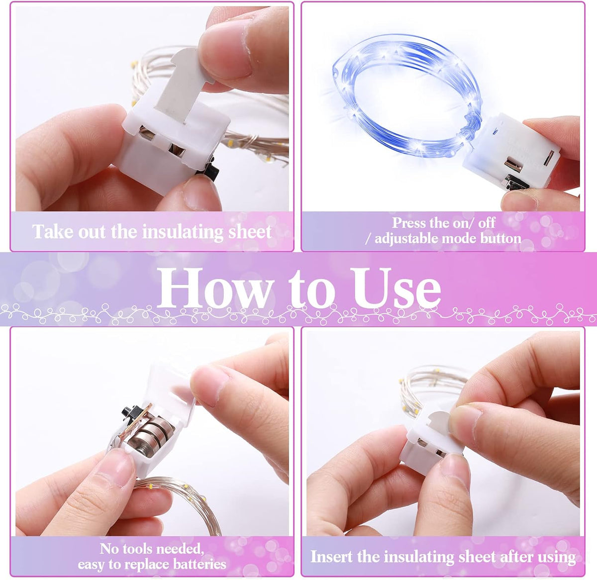 Tuanse 150 Pack LED Fairy Lights Battery Operated 3 Modes, Multi Color