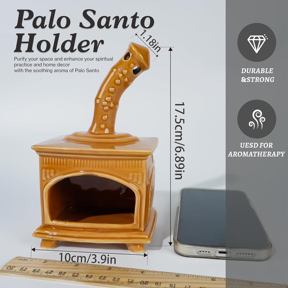 MOUGIGI Ceramic Palo Santo Holder and Mini Chiminea Smudge Bowl