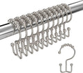 Brushed Nickel Shower Curtain Hooks Double Sided with Roller Balls