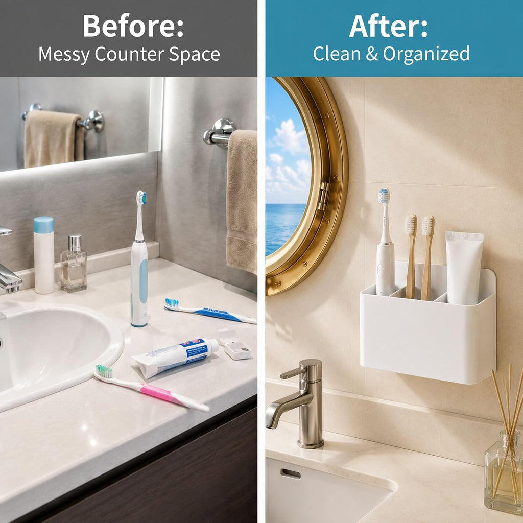 Magnetic Toothbrush Holder for Cruise Essentials 2026, Magnet Wall Mounted Organizer for Small Spaces Cruise Cabins Bathroom，Alaska/Caribbean Cruise Ship Travel Must Haves