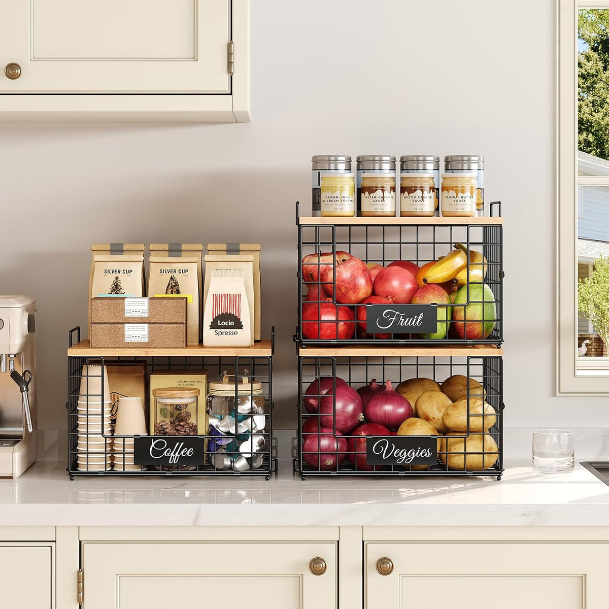 2 PACK XXL Potato and Onion Storage Bins, Pantry Organizers and Storage