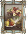 Vintage Picture Frame,Antique Style,Old-Fashioned,Square/Oblong Shape,Gold Floral Relief,Wall and Tabletop Victorian Frame (Sea Foam Green, 5X7)