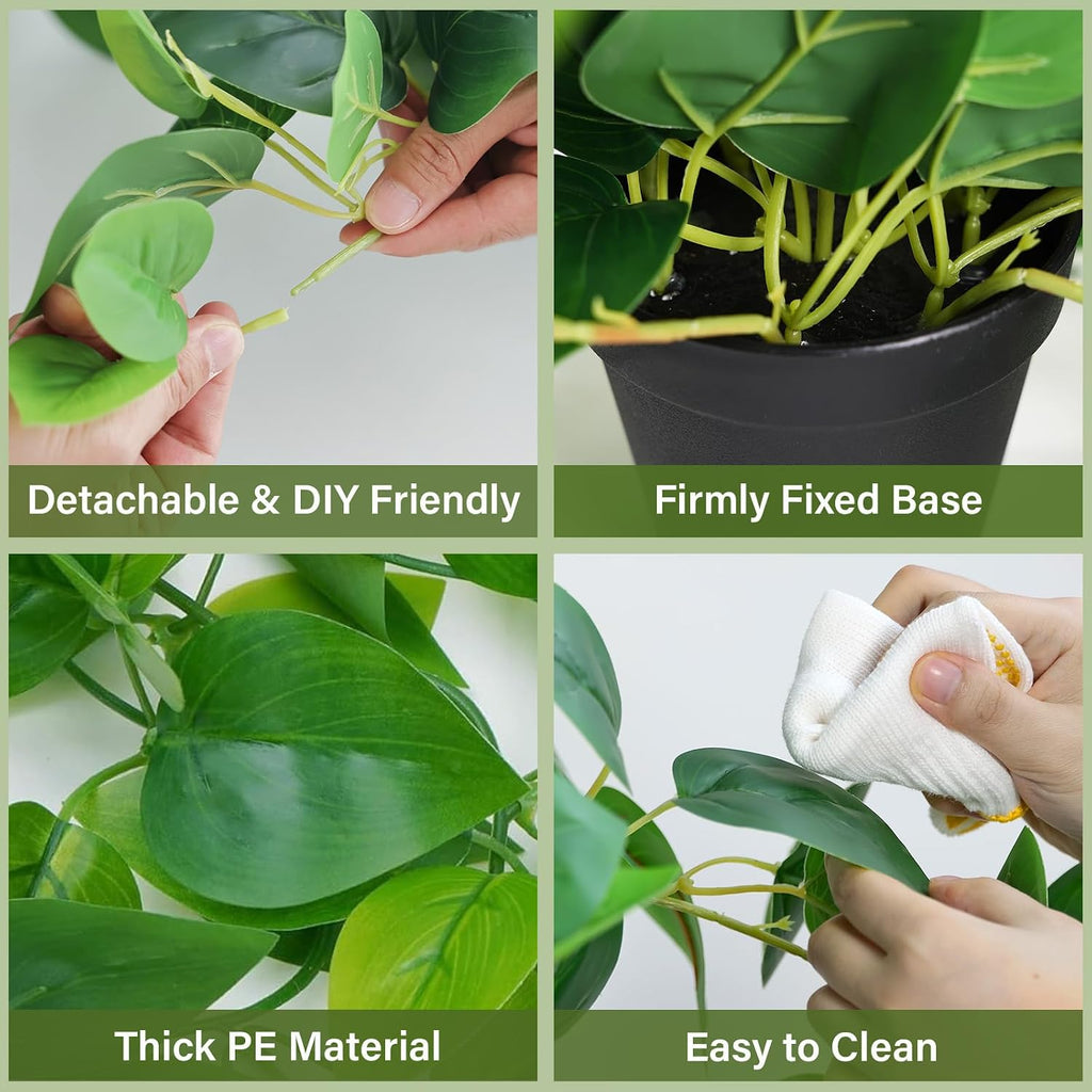 Tiita Artificial Pothos Plant in Pot, 1 Pack for Desk and Shelf Decor