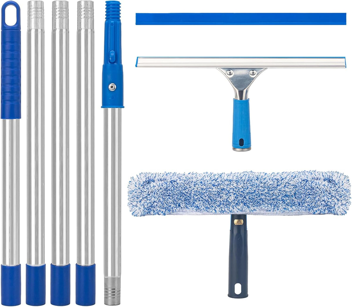 Window Squeegee with Scrubber Kit for Home Glasses Cleaning, 6 Ft Long
