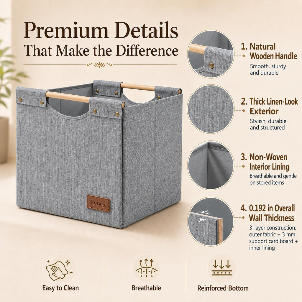 KAKAMAY Cube Storage Bin 13x15x13 Storage Cubes for Kallax 4-Pack Grey