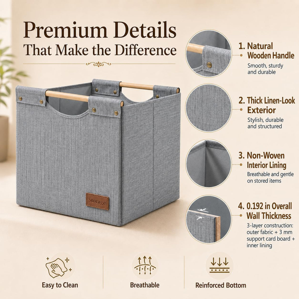 KAKAMAY Cube Storage Bin 13x15x13 Storage Cubes for Kallax 4-Pack Grey