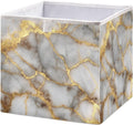Gold Marble Pattern Cube Storage Bins Collapsible Fabric Storage Baskets