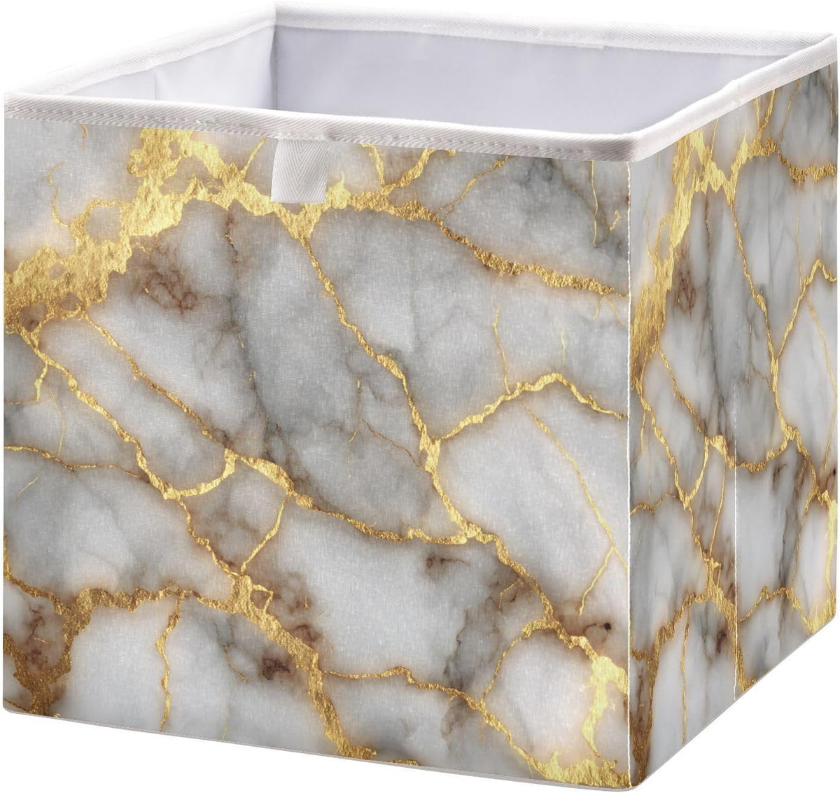 Gold Marble Pattern Cube Storage Bins Collapsible Fabric Storage Baskets