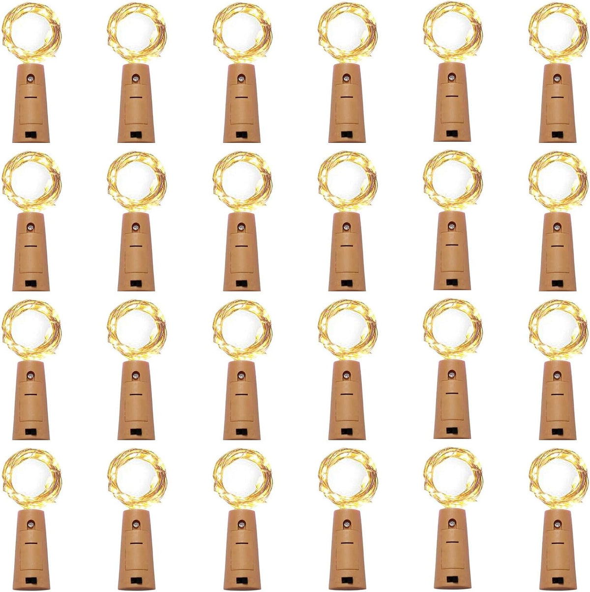 24 Pack 20 LED Wine Bottle Cork Lights, Fairy Mini String Lights Copper Wire, Battery Operated Starry Lights for DIY, Christmas, Halloween, Wedding, Party, Indoor&Outdoor (24 Pack, Warm White)