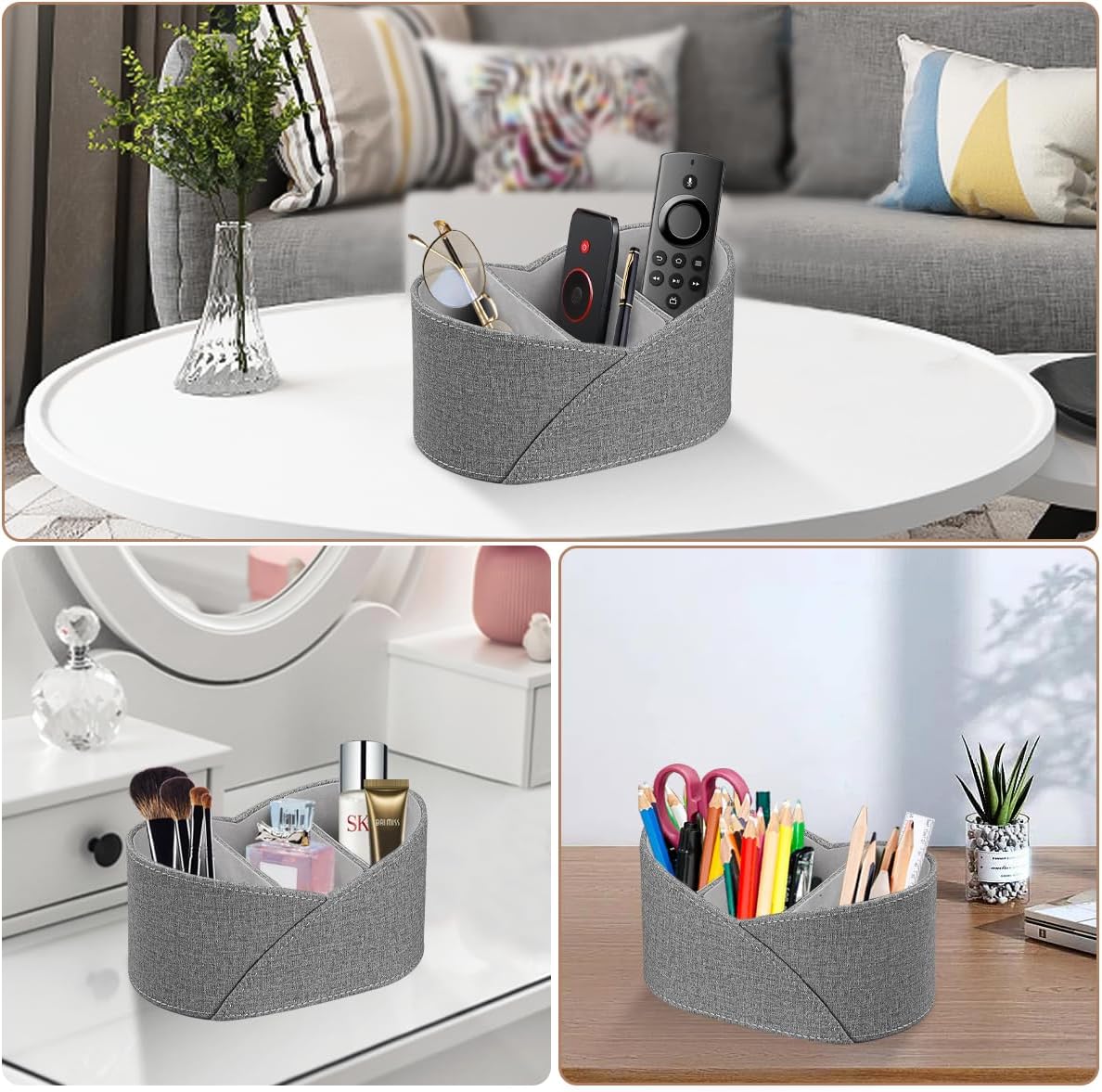 PU Leather TV Remote Control Holder,Pen Caddy/Cup,Art Supplies Organizer