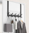 KitchLife Long Over The Door Hooks Hanger with 15.75 inches Extended Arms, Fit 1-3/8" Doors, J40U, Thickened Bathroom Towel Rack Organization, 1 Pack, Matte Black