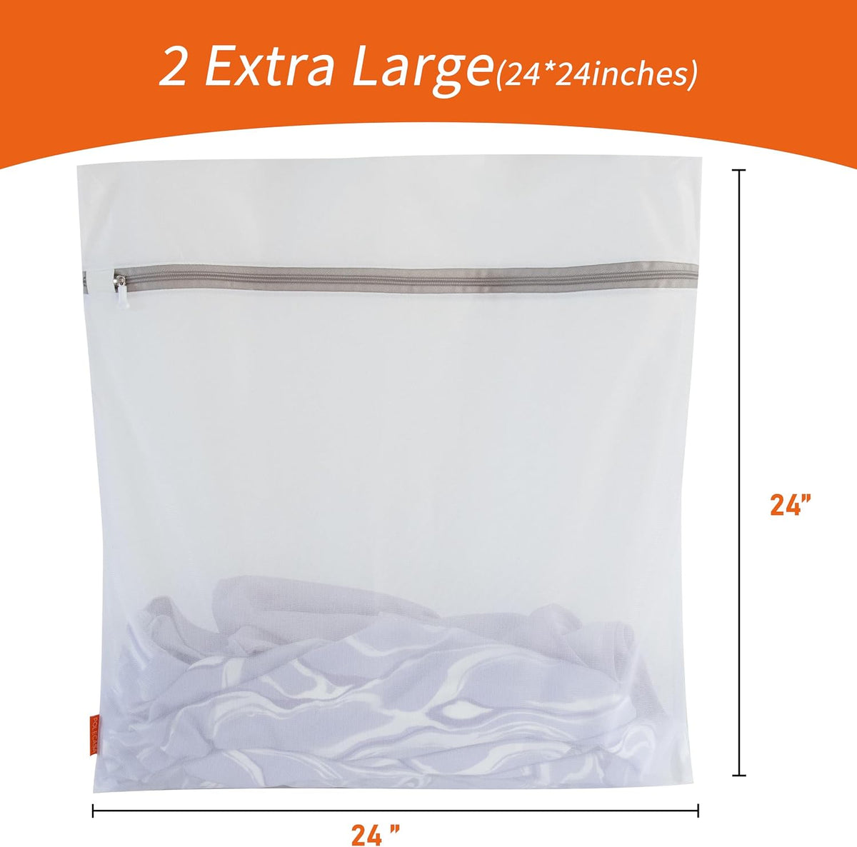 Polecasa Mesh Laundry Bags 2 Pack, 24x24” Jumbo, Fine Mesh