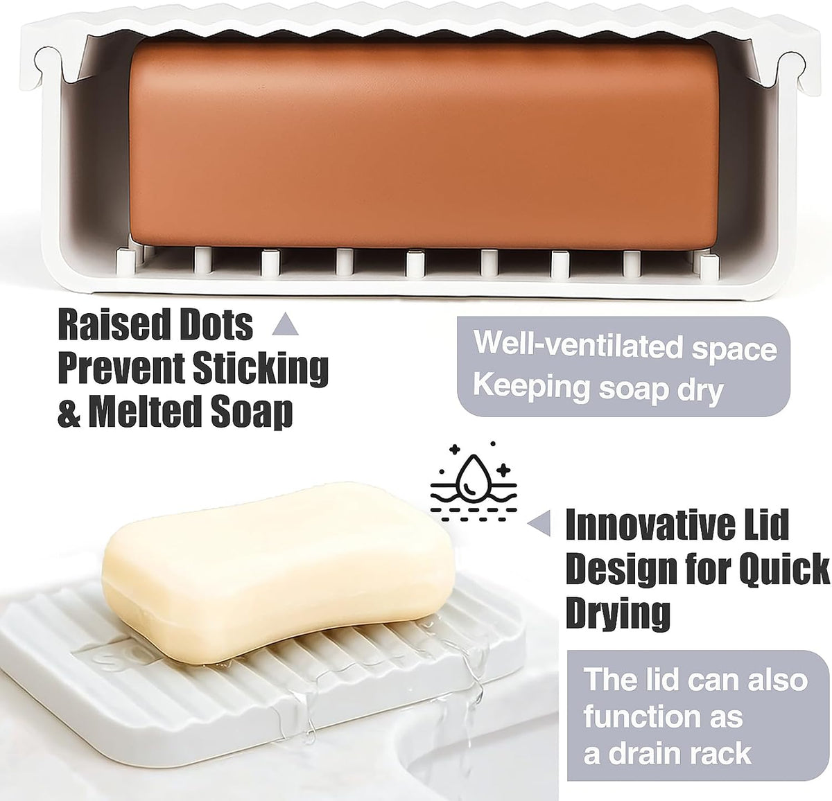 AIDIMMING Extra Large Silicone Soap Case for 10oz Bar Soap (Milky White)