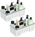BYUNER 2Pack Plastic Shower Caddy: Portable Shower & Bathroom Caddy Tote with Handle, 4 Divided Compartments, Hard Plastic Shower Basket with All-Side Drainage for College Dorm Room Essentials