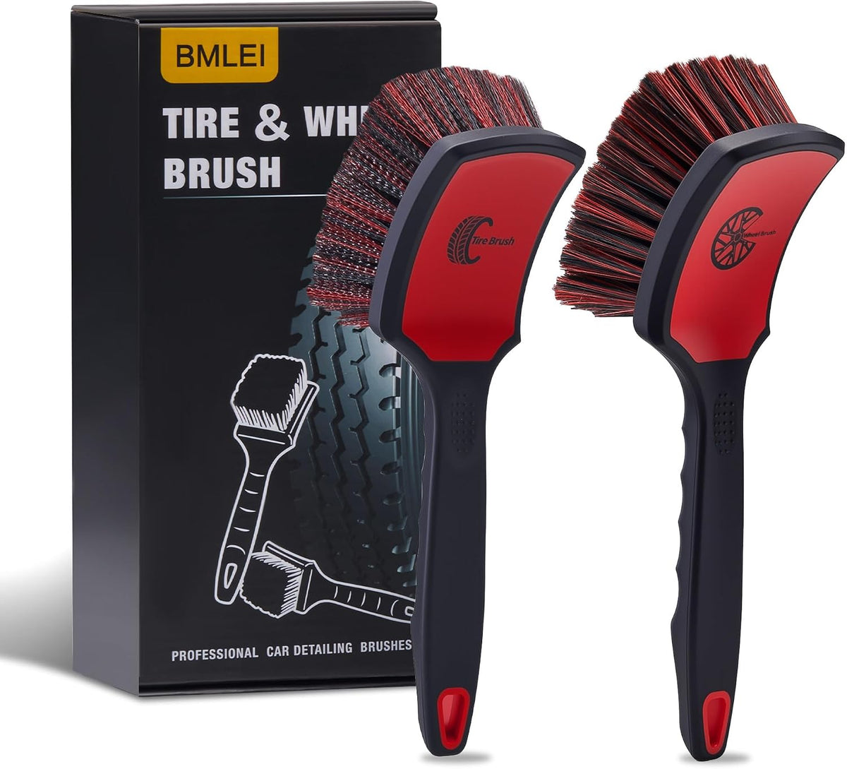 BMLEI Wheel & Tire Brush Set, 2 Pack Car Wheel Brush & Tire Cleaner Brushes