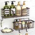 Yougai Shower Organizer with Soap Holder and Hooks, (Brown)