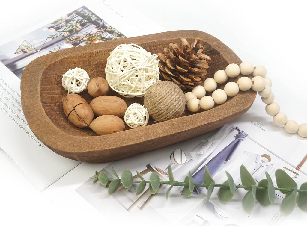 Decorative Bowl Vintage Wooden Dough Bowls Hand Carved, Farmhouse Country, Restaurant, Cafe Decoration, Place Bread, Fruit, Aromatherapy. (10x6x2in)