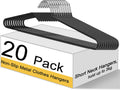 Leumoi 20 Pack Short Neck Hangers Non-Slip Metal Hangers for Clothes, Black