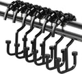BBV Shower Curtain Hooks Rings, 12 Pcs Rust Resistant Metal Double Glide Shower Hooks for Bathroom Shower Rods Curtains(Black)