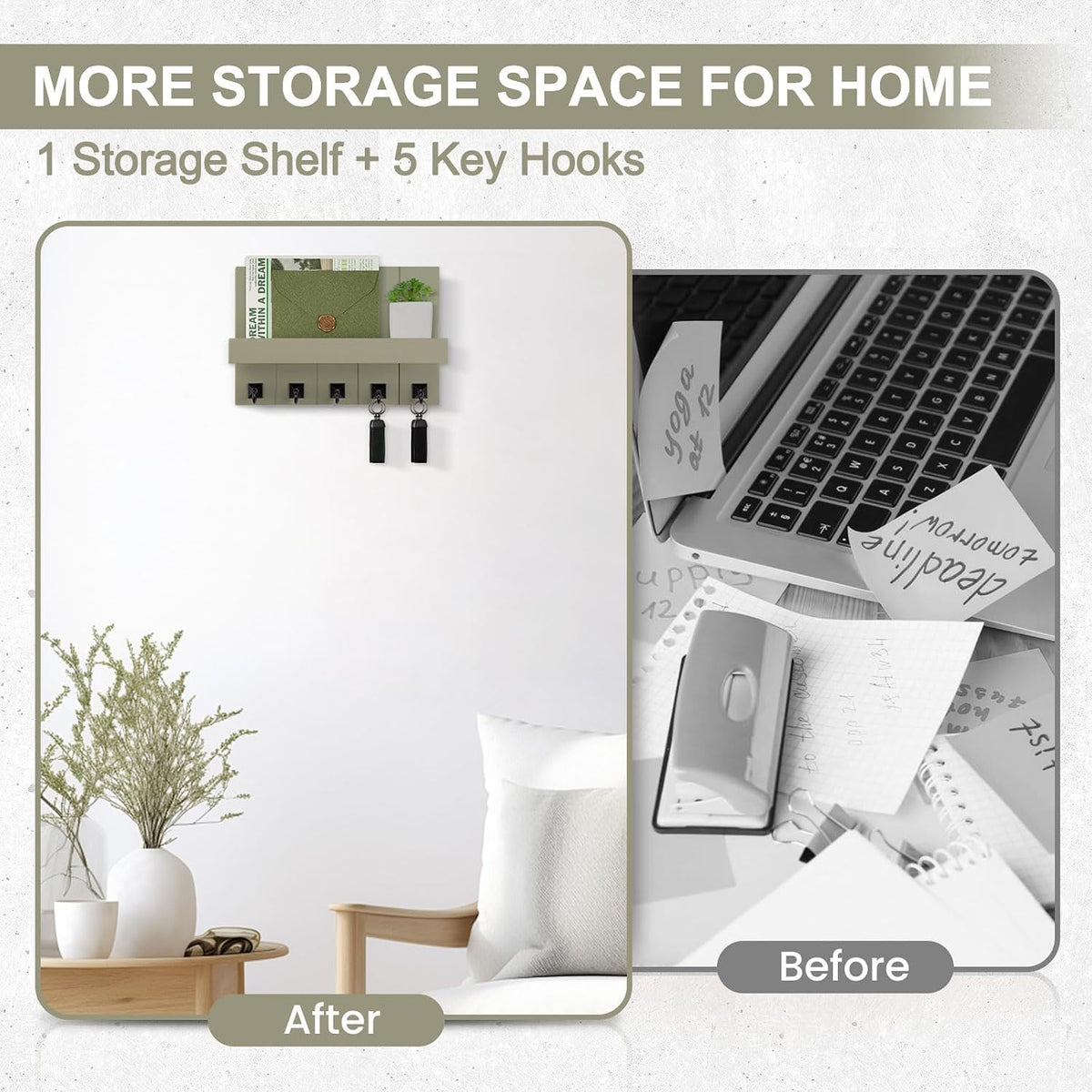 Key Holder for Wall, Decorative Key Holder with Shelf