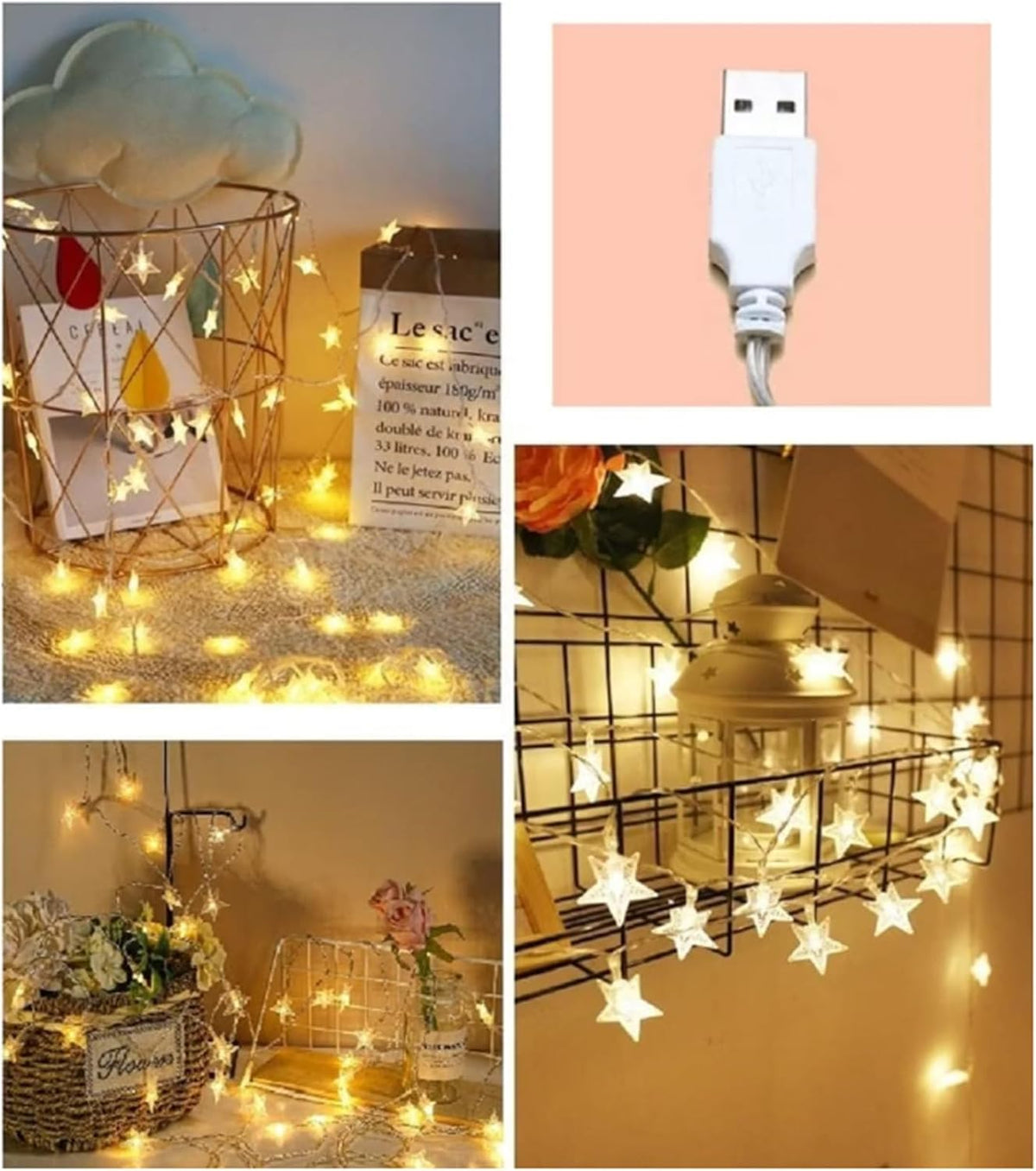 Star String Lights, Merdeco 33ft 80 LED USB Powered Star String Lights Warm White Fairy Lights for Birthday Party Wedding Christmas Home Decoration
